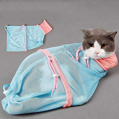 Image of Cat Bathing Bag,Cat Shower Net Bag,Breathable Cat Grooming Bag,Adjustable Cat Washing Shower Bag