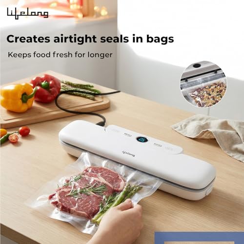 Image of Lifelong Vacuum Sealer Machine for Food Packing with Vacuum Bags | Automatic Seal with Compact Design & Digital Display | Portable Food Sealer, One-Touch Operation, Airtight Storage Preservation