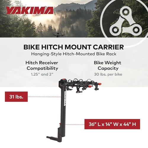 YAKIMA DoubleDown 4 - Tilting Hitch-Mounted Bike Rack for Cars, SUVs, Trucks and More, Fits 1.25” and 2” Hitches, Anti-Sway and Folding Arms, Carries 4 Bikes