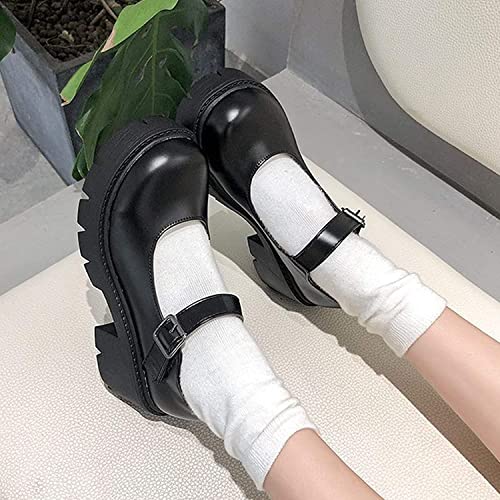 Women's Platform Mary Janes Chunky Heel Ankle Strap Uniform Dress Shoes Heeled Gothic Lolita Oxfords4