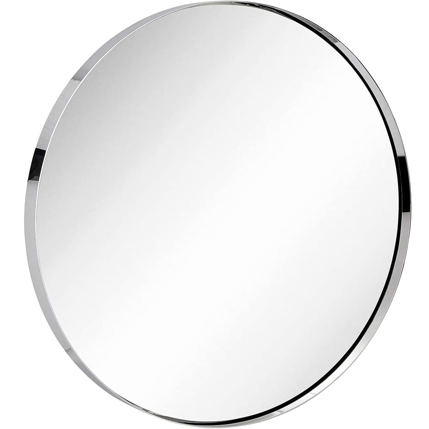 Hamilton Hills 30 Inch Polished Chrome Round Mirror for Bathroom - Circle Mirror - Brushed Metal Frame, Wall Mount Silver Polished Modern Round Mirror for Over Sink - Bath Mirrors for Bedroom, Hallway