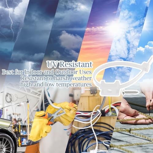 100 Stk Kabelhalter Schraubbar Weiß Kabelbinderhalter Kabel Befestigung Kabelmanagement Kabelschellen Nylon Sattelhalterung Halterungs mit Kabelbinder & Schrauben für Kabelbefestigung