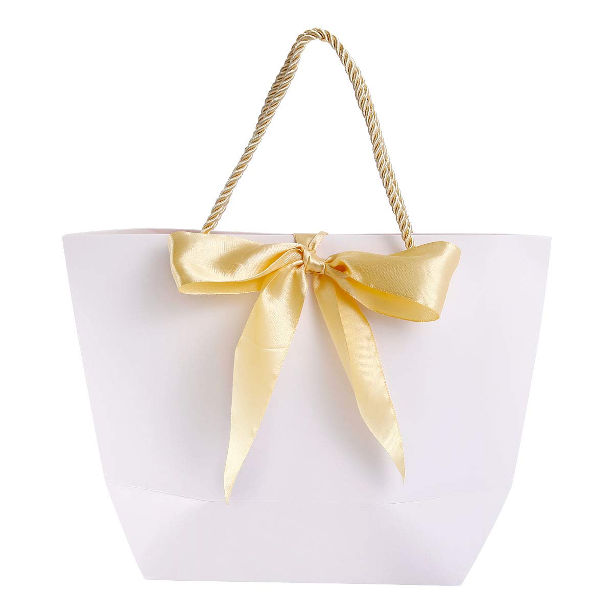 ToPicks 12pcs Gift Bags Paper Party Favor Bag Bulk with Bow Ribbon Elegant for Birthday Wedding Graduation Celebration Present Wrap (White, 27 * 20 * 9cm)