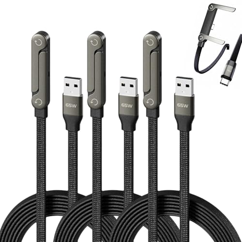 Image of 2-in-1 Invisible Holder Charger Cable - 240W Fast Charging Cord with Built-in Phone Stand, Multi Charger Cord with TypeC Multi-Angle Adjustable Stand, for Smartphones (USB A-Type C, 3pcs)