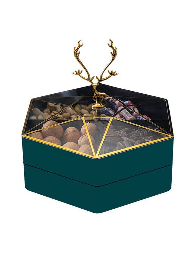 ZCM HAPPY2 Tier Fruit Nut Candy Box, Snack Box with Lid Fawn