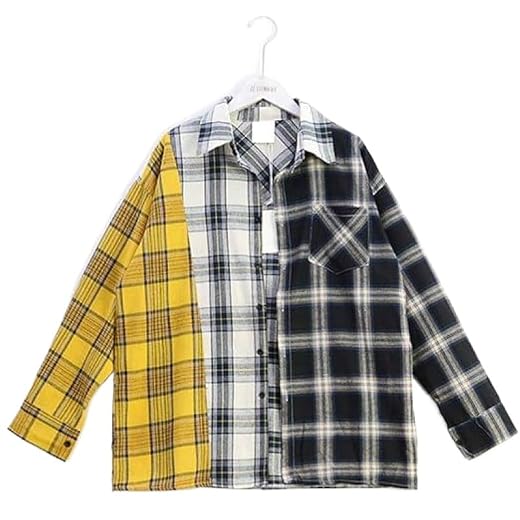 APHT unisex BTS Suga stil fritid skjorta rutig rutig flanell skjorta bangtan pojkar långa ärmar flanellskjortor för kärlekspar män kvinnor tonåring ungdomar