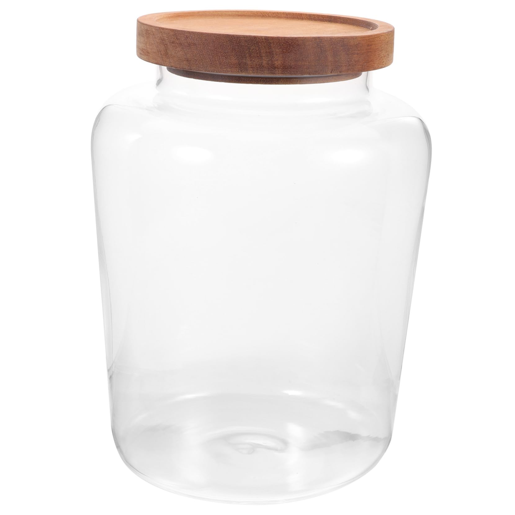LIFKOME Barattolo in Vetro Borosilicato 1, 5l Coperchio in Legno