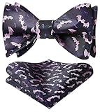 HISDERN Bow Ties for Men Purple Self Tie Bowties and Pocket Square Fun Bat Bow Tie Woven Silk Tuxedo Bowtie Handkerchief Set for Wedding Party
