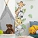 44.88 x 11.75 Inch Watercolor Jungle Animal Wall Decals - Forest Safari Elephant Lion Monkey Stickers for Baby Nursery, Playroom, Bedroom, Classroom, Kindergarten Decor