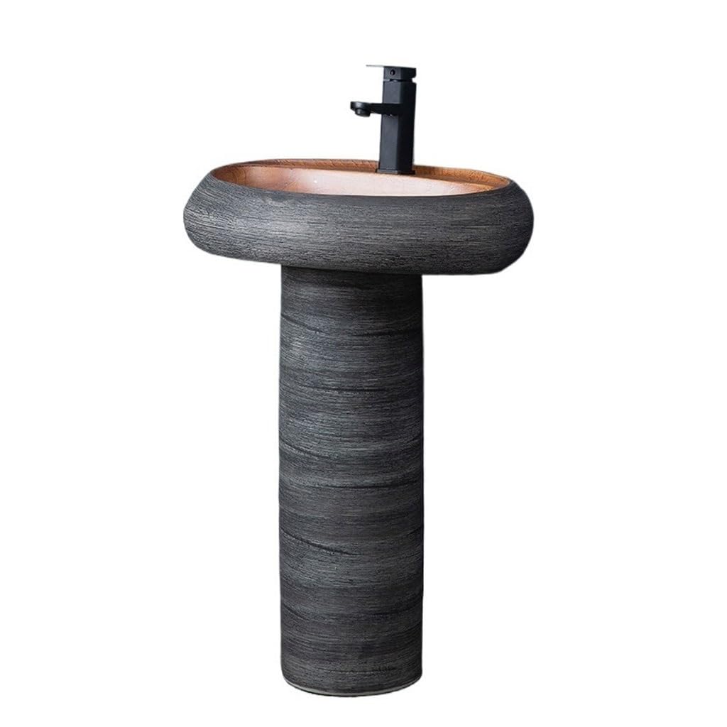 WDSOPK Pedestal Sinks Outdoor Courtyard Integrated Simple Ceramic Wash Basin Modern Home Column Bathroom Sink