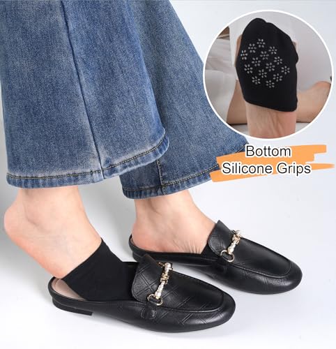 Image of Toe Socks Womens for Mules, Half Socks Toe Topper Covers No Show Invisible Non-slip Liners for Clogs 4 /6 /8 Pairs
