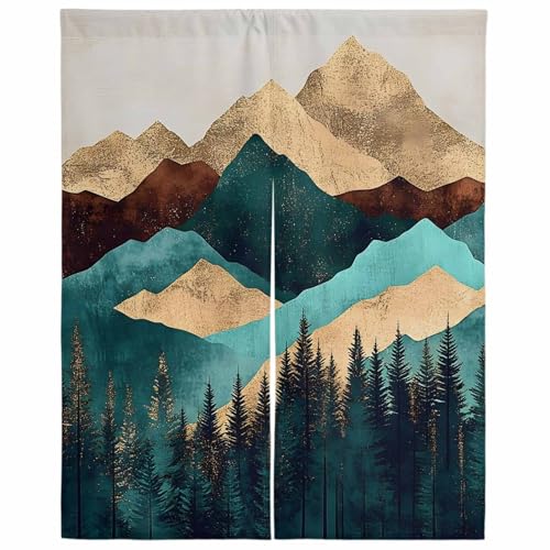 Lalirulero のれん 遮光 幅75x丈150cm おしゃれ 暖簾カーテン 間仕切り 仕切り 防寒 防音 目隠し 厚手 和風 出入り口 グッズ 寝室 玄関 キッチ リビング 春夏秋冬 風景 木 屋外 風景