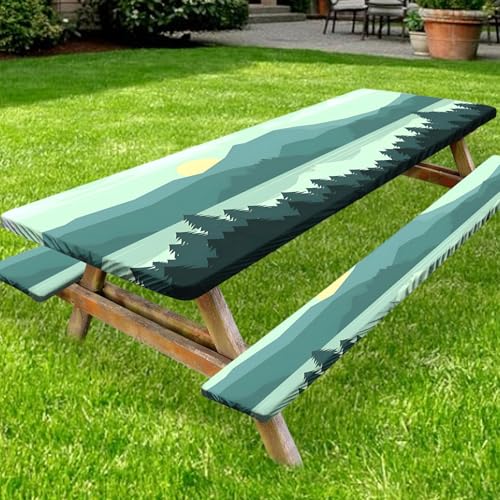 Nappe rectangle étanche de 8 pieds avec couvercle de table de pique-nique intérieur extérieur - 4