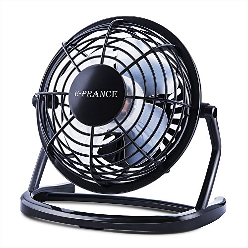 E-PRANCE Mini Ventilateur USB de Bureau Silencieux Portable Mini Fan 4" 360°Compatible pour PC Ordinateur Portable Noir