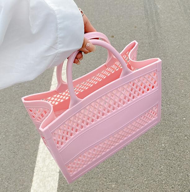 Tote Bag Purses for Women Summer Mesh Beach Tote Bag Large Capacity Shopping Basket Top Handle Handbag Jelly Storage Bag4