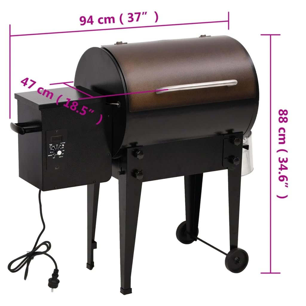 vidaXL Griglia a Pellet Nero 94 cm in Ferro