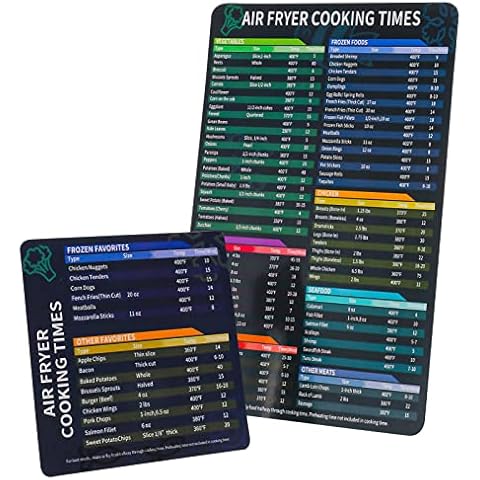 Firtink 2 Pieces Air Fryer Cook Times Sheet, Airfryer Times Temperature Quick Reference Guide Magnetic Air Fryer Cheat Sheet for Cooking and Frying Cover