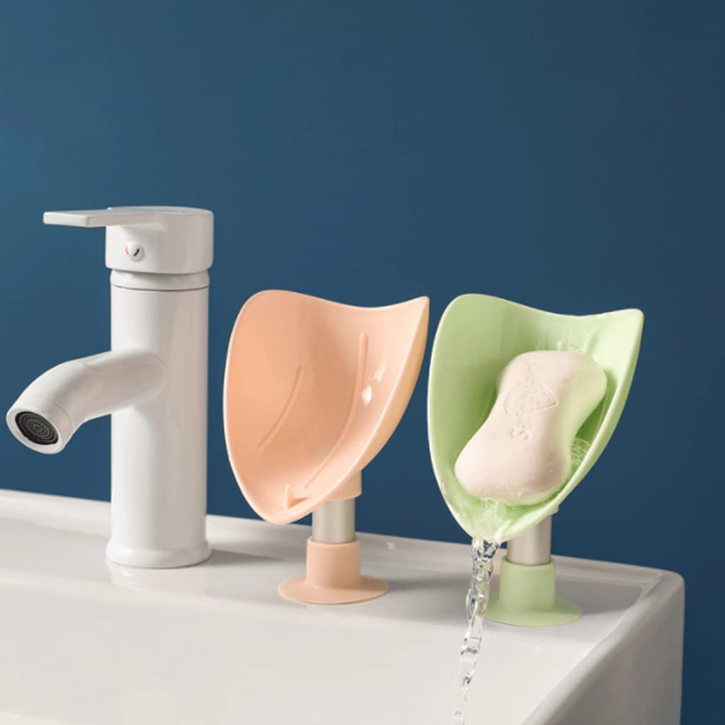 Soporte para jabón, Jabonera, jabonera, de encimera con Drenaje automático, Vertical Base Ventosa Silicona, Caja jabón Polipropileno Primera Calidad(Type K)