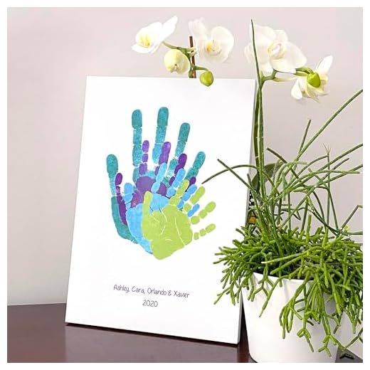 CHERRY CHEERS KIT de lienzo con huellas de manos para parejas, bebés y familias, regalo hecho a mano de momentos especiales personalizados para amantes, pinturas no tóxicas (Blanco)