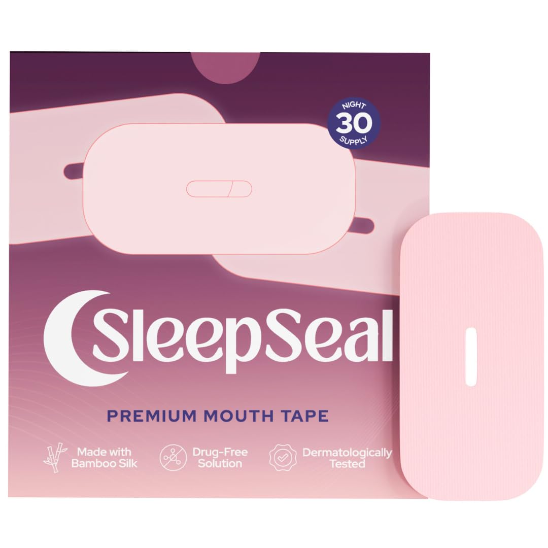 SleepSeal Mouth Tape for Sleeping - Made from Sustainable Bamboo Silk, Hypoallergenic & Dermatologically Tested Sleep Tape – Snoring Aid Solution, Improves Nasal Breathing – 30 Night Supply