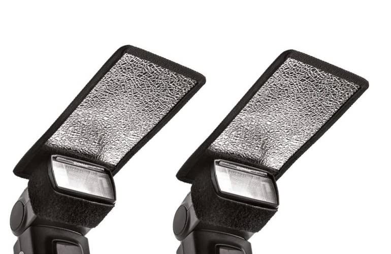 De-Techinn Set of 2 Pcs Universal Silver White Diffuser Reflector Flash Flat Bouncer Card for Speedlight,Canon, Nikon and Other Cameras
