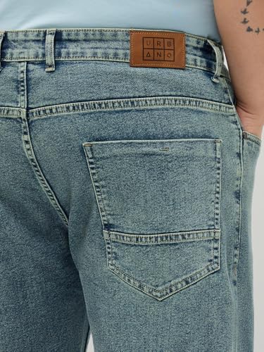 Image of Urbano Plus Men's Regular Fit Heavy Washed Denim Jeans Stretchable