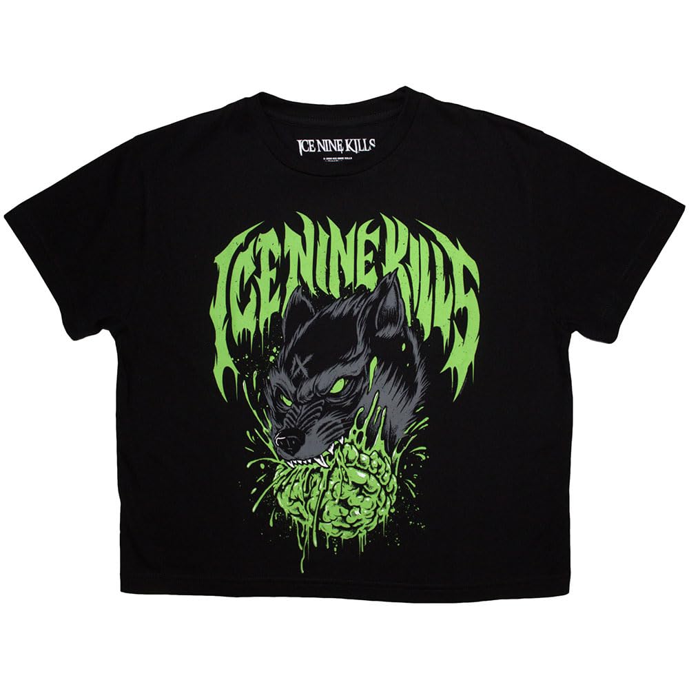 Rock Off officially licensed products Ice Nine Kills Wolf Band Logo Crop Top M Black