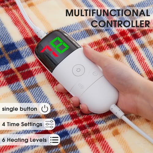 Octrot Heated Blanket Electric Throw, 50X60, Heating Throw With 10 Heating Levels & 8 Hours Auto Off, Plaid Checkered Sherpa Blanket Warmer For Adults thumb #4