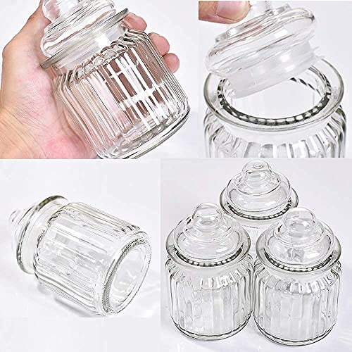 Image of Glass Container Jar With Lid For Kitchen Jars 350 ml For Kitchen Storage Pop Jar Glass Jar Food Storage Containers Spices,Jam,Honey,Aachar,Sugar,Coffee Beans set of 12 (round jar -)