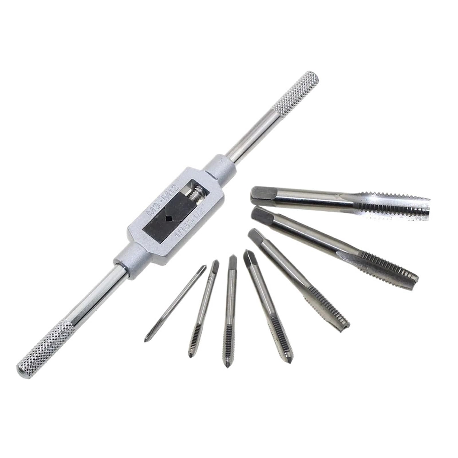 Mnghayyr 8Pcs Set Steel Metric Tap And Wrench Set