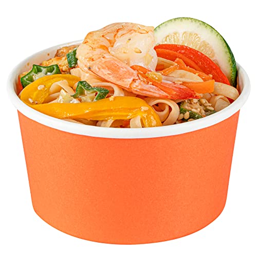 Image of Coppetta 8-Ounce Dessert Cups, 50 Disposable Ice Cream Cups - Lids Sold Separately, Sturdy, Orange Paper Frozen Yogurt Bowls, For Hot And Cold Foods, Perfect For Gelato Or Mousse - Restaurantware