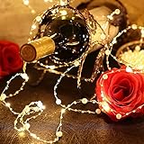 Ocean Faux Pearl Beads String Lights, 2 Pieces 13 ft 40 LED Garland Fairy Lights Battery Powered with 2 Flicker Modes for Wedding, Birthday Party, Christmas, New Year, DIY Home Mantel Decoration
