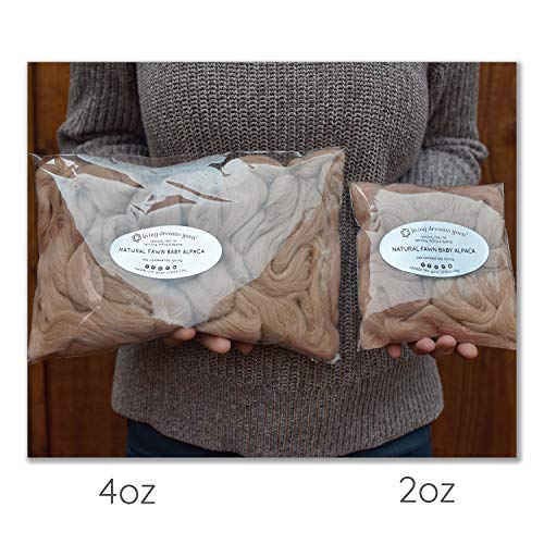 Image of Baby Alpaca Fiber for Spinning, Blending, Felting & Dyeing. Natural Combed Top Roving, Fawn.