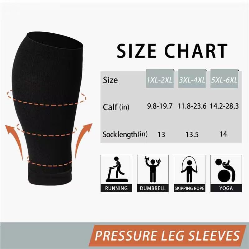 Plus Size Compression Leg Sleeves for Women& Men 15-20mmHg Wide Calf Knee High Leg Sleeves2