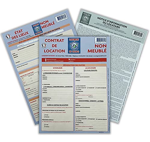 Contrat de location non meublé tout inclus (1 Bail de location, 1 Etat des lieux, 1 Notice d’information, Lettre de préavis, Acte de cautionnement) Cover