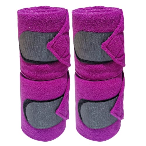 Image of Horse Polo Leg Wraps Soft Fleece Wraps Equestrian Leg Bandage 4-Pack (Purple, Full(10ft))