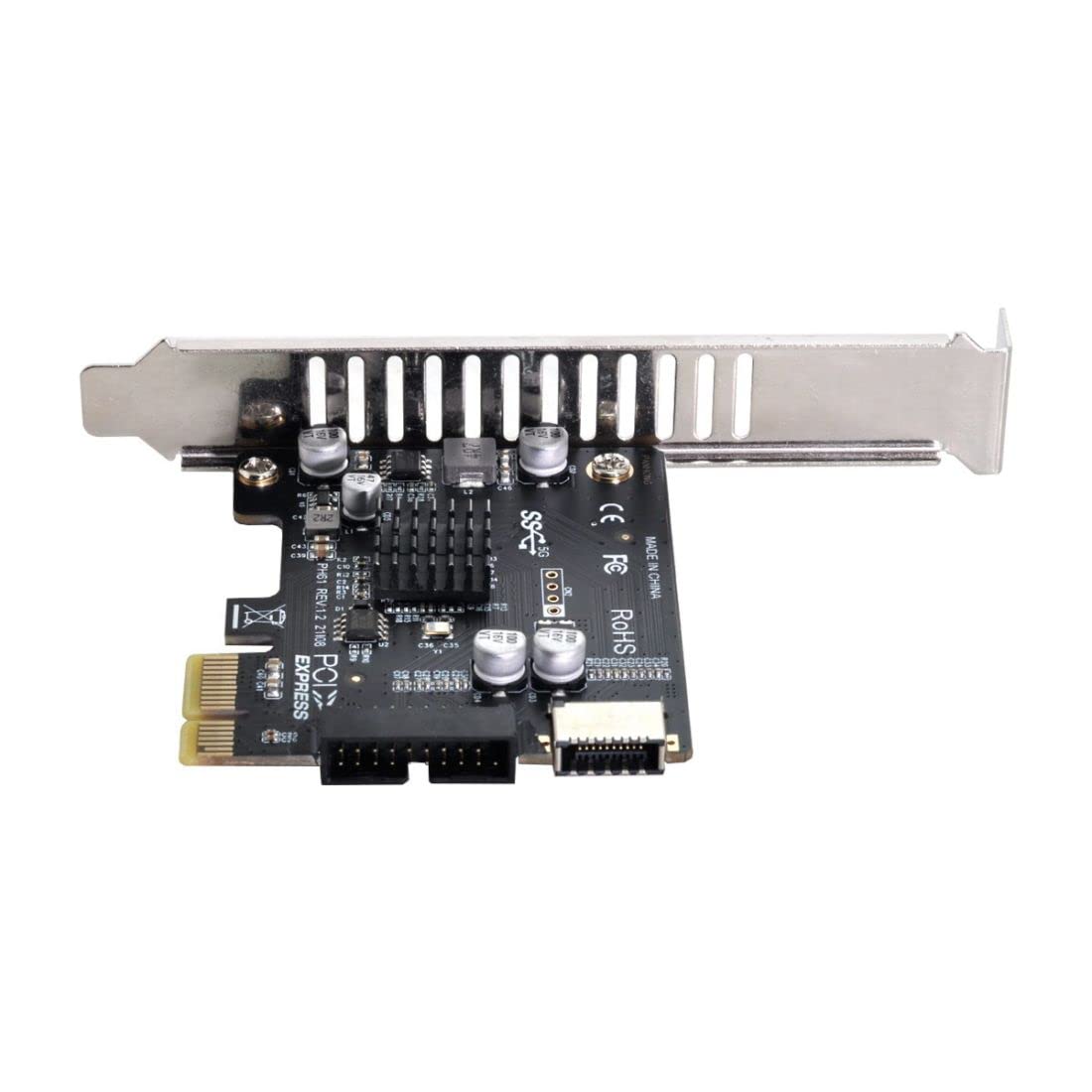 ChenYang Adaptateur de carte d'extension USB 3.0 20 broches et USB 3.1 Gen 1 Type-E vers PCI-E 1X PCI Express