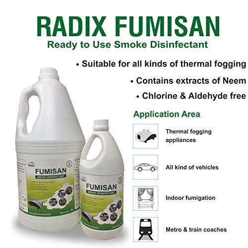 Image of RADIX FUMISAN Ready To Use Smoke Machine Disinfectant Solution, Use With Thermal Fogger Machine (Pack of 6, 6x1 Ltr)