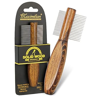 MAXIMILIAN World Class Handmade Double-Sided Cat Grooming Comb, Fur Detangling Pins & Coat Smoothing Bristles Removes Knots, Mats and Tangles for Long & Short Hair.