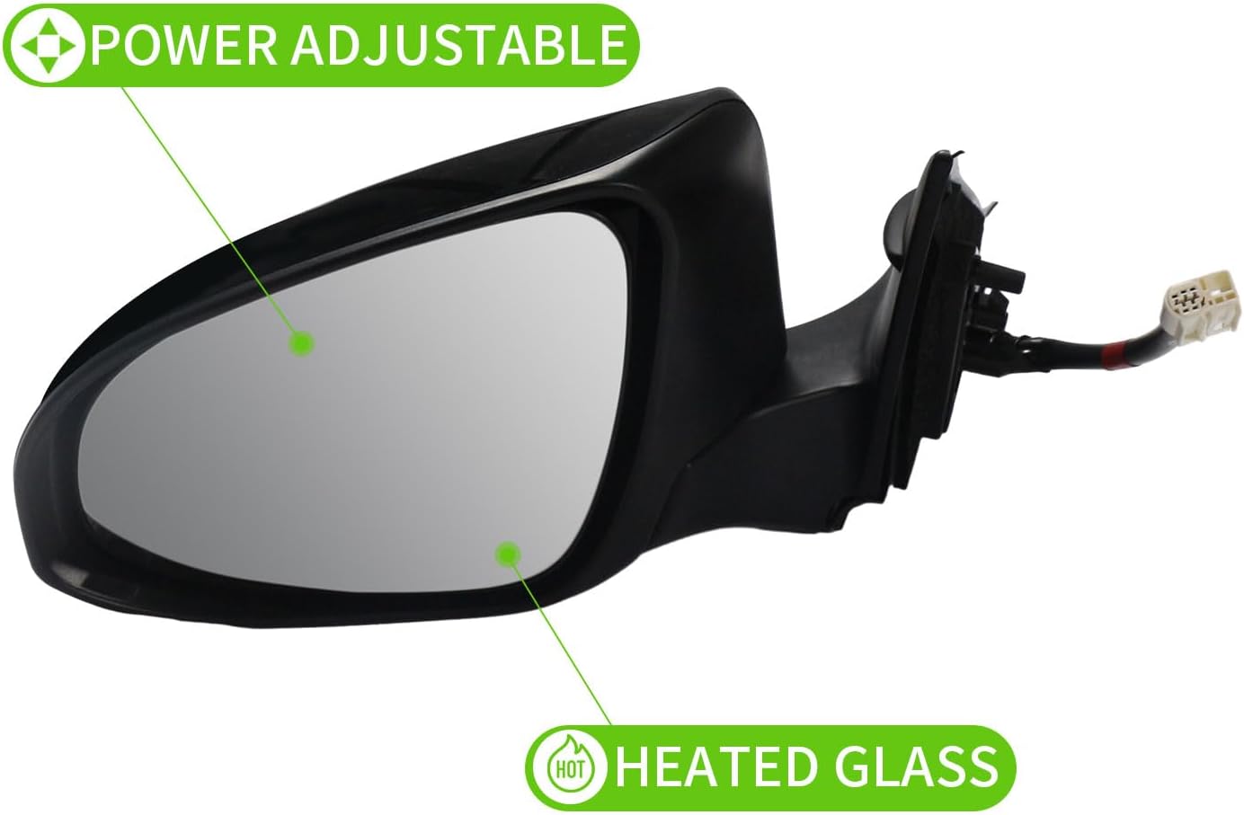 Side Mirror Car Door Mirror for TOYOTA CAMRY 2015 2016 2017 Driver Side | Power Adjustable Glass | Heated Glass | Paint to Match |Replace Partslink TO1320320| BLACK (LH)