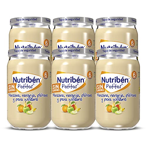 Nutribén Potitos De Manzana, Naranja, Platano Y Pera Williams, Desde Los Meses, Pack 6 x 235gr