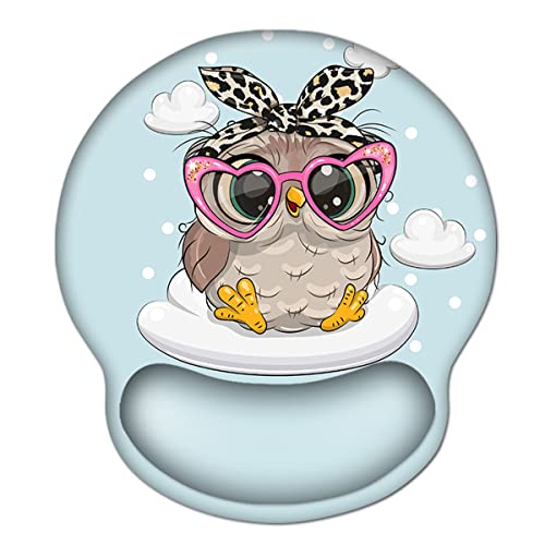 AOKSUNOVA Tapis de souris ergonomique avec coussin en gel Tapis de souris avec motif Tapis de souris avec repose-poignet Chouette Design mignon