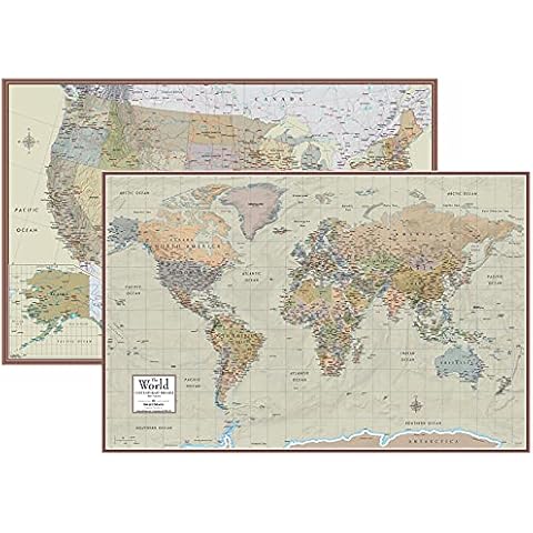 Swiftmaps World and USA Contemporary Premier 3D Two Wall Map Set (24x36 Laminated) Cover