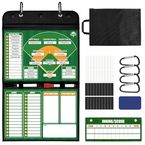 Magnetic Baseball Lineup Board - Collapsible Professional Softball & Baseball Coach Clipboard for...