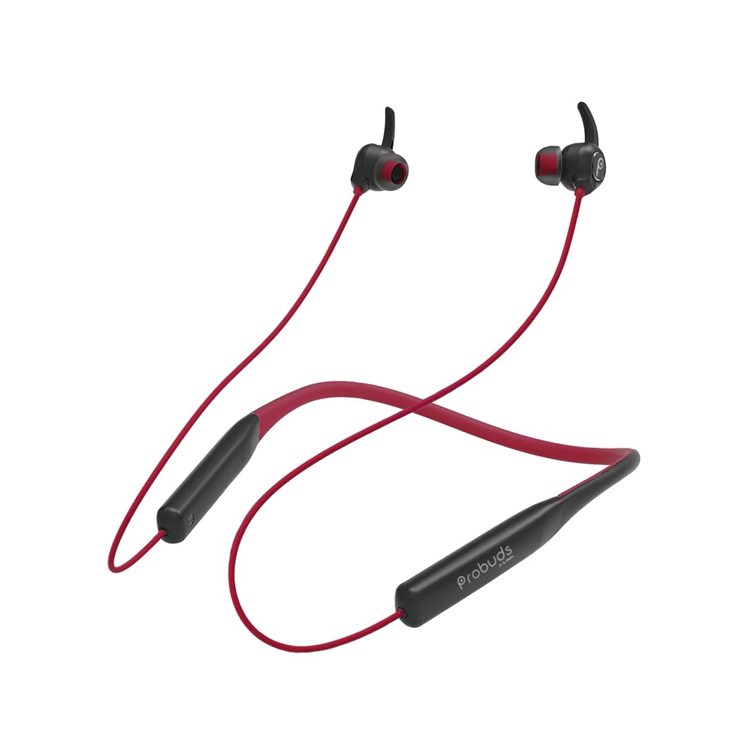 Probuds Wave 921 (Red) Dual-Tone Noise Cancellation Bluetooth Neckband with 50ms Low Latency Gaming, 10mm Drivers, Bass Boost, ENC Calls, 40Hrs Playtime, Fast Charging, IPX6, Dash Switch, Dual Pairing-image-15