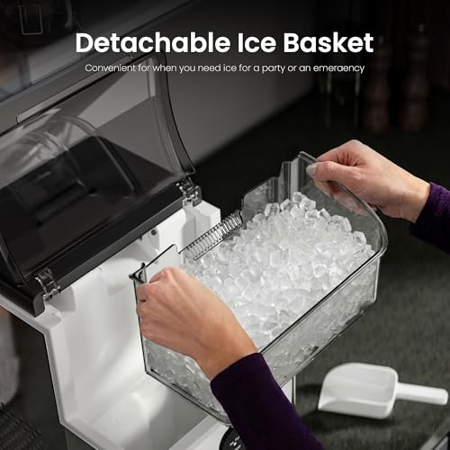 Image of Kismile Nugget Ice Makers Countertop,33Lbs /24H,Portable Countertop Machine with Chewable Ice,Self-Cleaning,One-Click Operation for Home /Office(Steel)