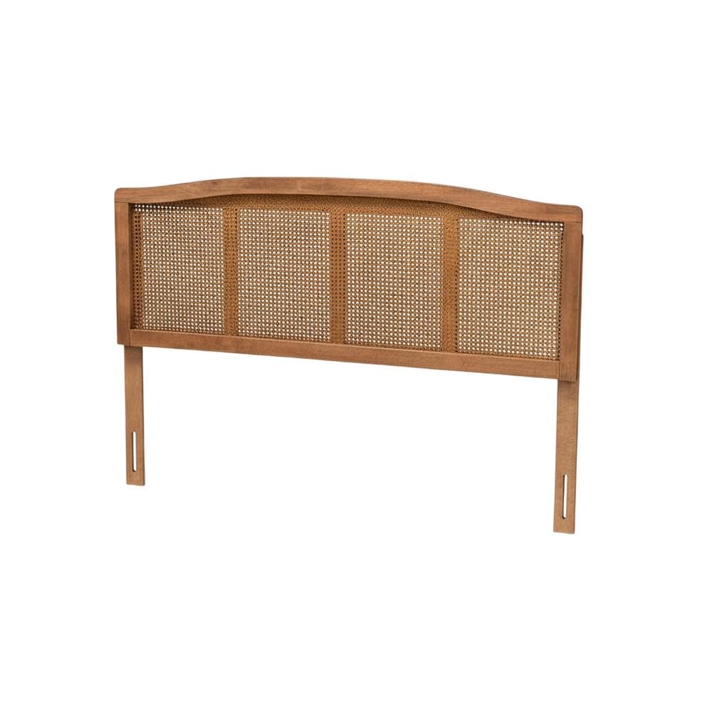 Furnifact Brown Rubber Wood King Size Headboard, Modern Design, Non-Tufted, Durable Synthetic Rattan, Easy Wipe Clean, Single Piece, Stylish Bedroom