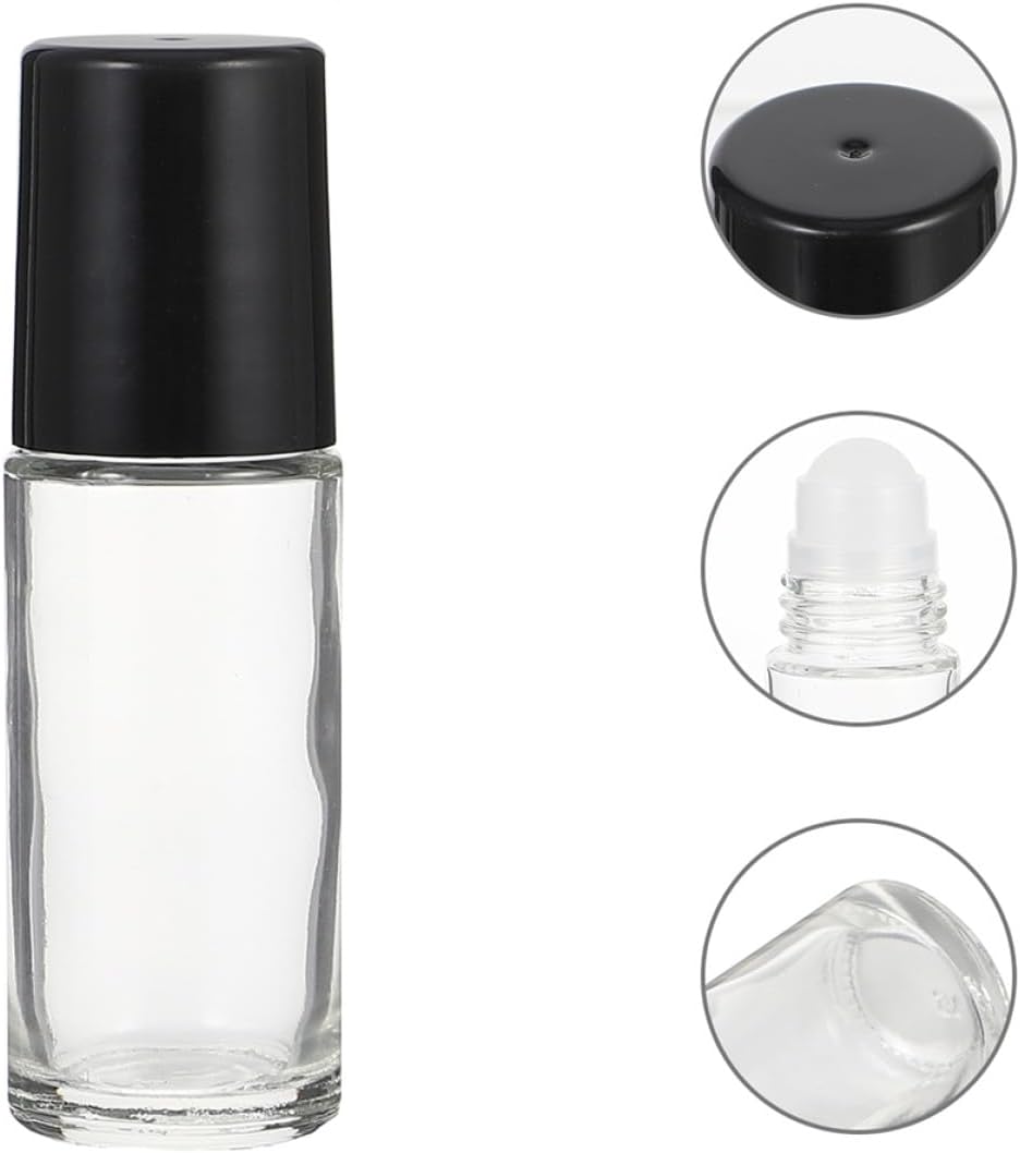 10pcs 30ml Essential Oil Glass Roller Bottles with Black Lid, Empty Refillable Roll-on Body Oil Containers for Travel and Personal Care