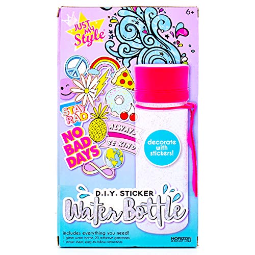 Just My Style Water Bottle by Horizon Group USA, Decorate, Style & Embellish Your Own BPA Free VSCO Water Bottle. Reusable Stickers, Gemstone & Instructions Included, Pink - Thumbnail 4