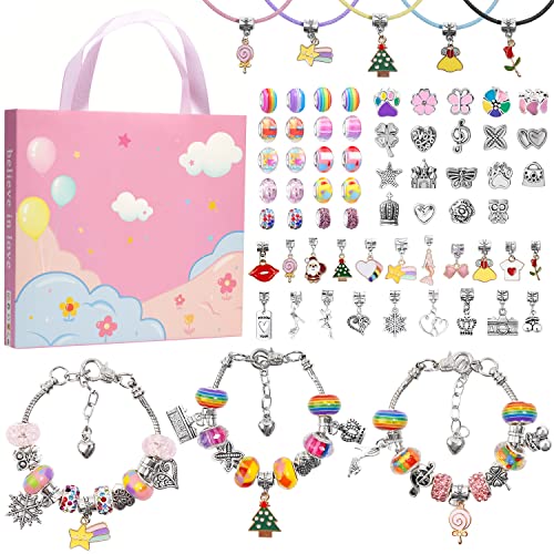 Elekin DIY sieraden Making Kit, Speelgoed voor Meisjes 5-12 Jaar, Bedelarmbandenset Meisjes, 68 Armband Accessoires voor Kinderen, Verjaardagscadeaus voor Meisjes, Kerstcadeaus voor Kinderen